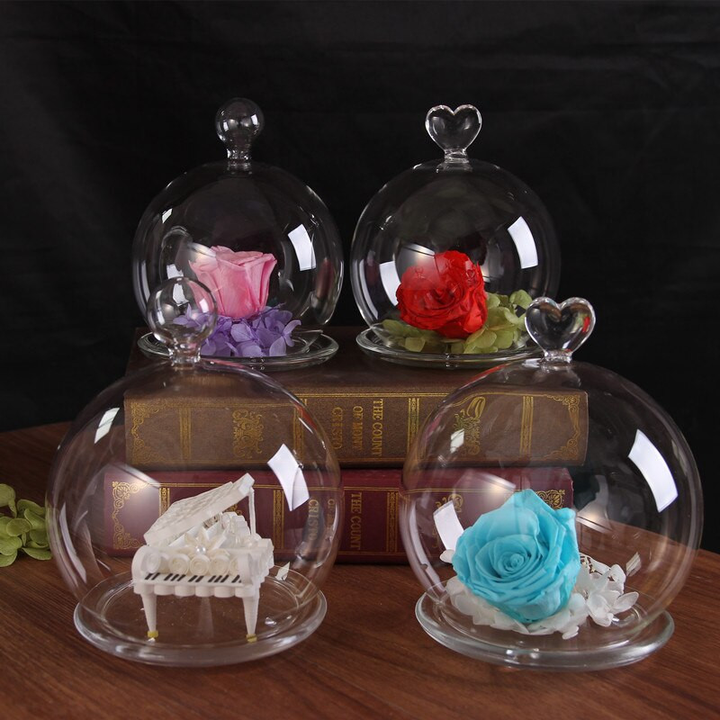 Átmérő = 15 cm nagy méretű, kis golyós tetejű kerek üvegkupola váza lakberendezési kreatív üveg alaptakaró barkácsolás barát ajándék esküvő