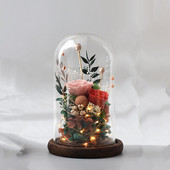 Skersmuo = 9 cm Skirtingo aukščio stiklinė kupolo vaza namų dekoravimui šviečiantis senovinis pagrindas, skaidrus dangtelis, vestuvinis rekvizitas Gimtadienio dovana