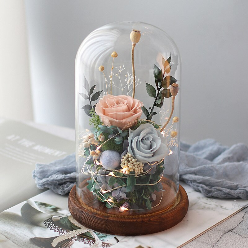 Skersmuo = 9 cm Skirtingo aukščio stiklinė kupolo vaza namų dekoravimui šviečiantis senovinis pagrindas, skaidrus dangtelis, vestuvinis rekvizitas Gimtadienio dovana