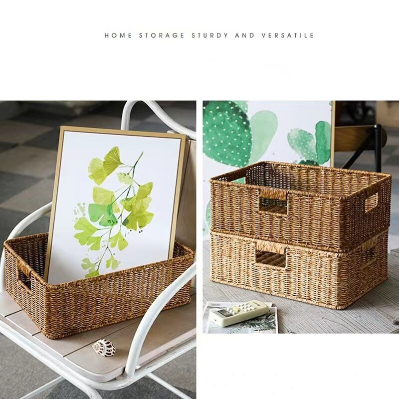 Настолна плетена кошница за съхранение Вградени дръжки Кошници за съхранение на играчки за разни предмети Кошница за довършителни работи Кошница за баня Консумативи за баня