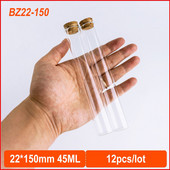 45 ml-es 22 * 150 mm-es tároló üveg palackok parafa dugóval Crafts apró tégelyek átlátszó üres üvegedény mini palack ajándék 12 darab