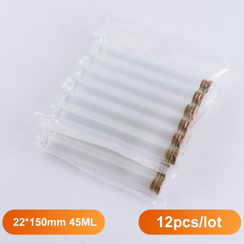 45 ml-es 22 * 150 mm-es tároló üveg palackok parafa dugóval Crafts apró tégelyek átlátszó üres üvegedény mini palack ajándék 12 darab