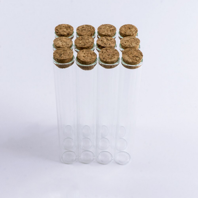 45 ml-es 22 * 150 mm-es tároló üveg palackok parafa dugóval Crafts apró tégelyek átlátszó üres üvegedény mini palack ajándék 12 darab