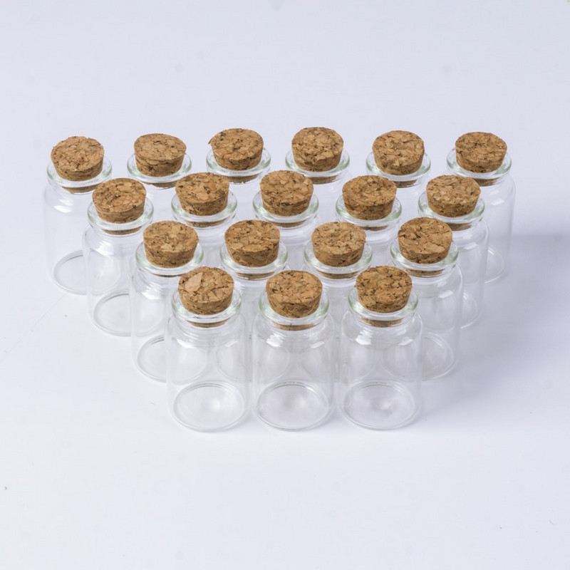 30*50mm-es 20ml-es tároló üvegpalackok átlátszó üvegek parafa dugóval Üres fűszeres palackok üvegek barkács kézműves kívánságfiolák 12db
