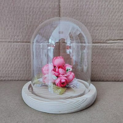 10 * 12 cm-es kis méretű átlátszó üvegkupola váza lakberendezési kreatív rönk alaptakaró DIY barát ajándék esküvői élő kellék