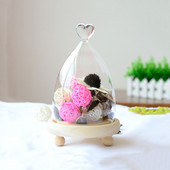 10 * 15 cm kūgio formos širdelės viršaus stiklo kupolas namų dekoravimas Skirtingas pasirenkamas pagrindas permatomas dangtelis „pasidaryk pats“ draugui dovanų vestuvėms