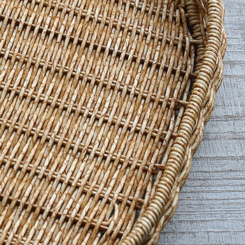 Тъкан поднос за сервиране - Плетена кръгла кошница от ратан - Плетена поднос за сервиране за хляб Съхранение на плодове Крекер Вечерни партита Кафе паузи