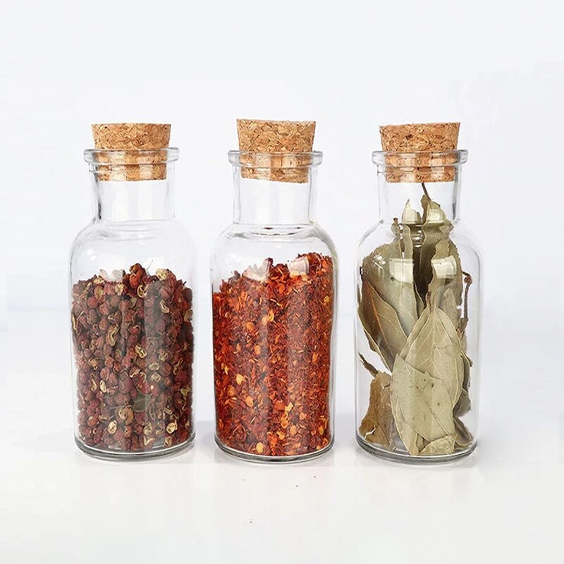 30*30mm-es 10ml-es mini átlátszó üveg palack parafa dugóval DIY üvegfiolák Üvegek Tárolópalackok Kívánságpalack 12db
