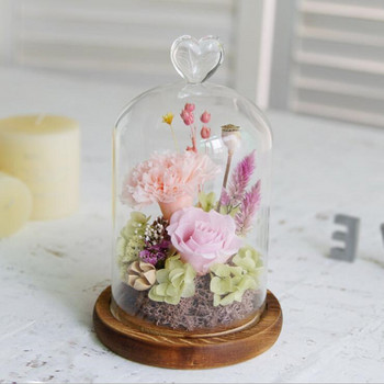 12*15 см сърдечна горна стъклена куполна ваза Декорация на дома Антична основа Прозрачна корица Сватбен подарък