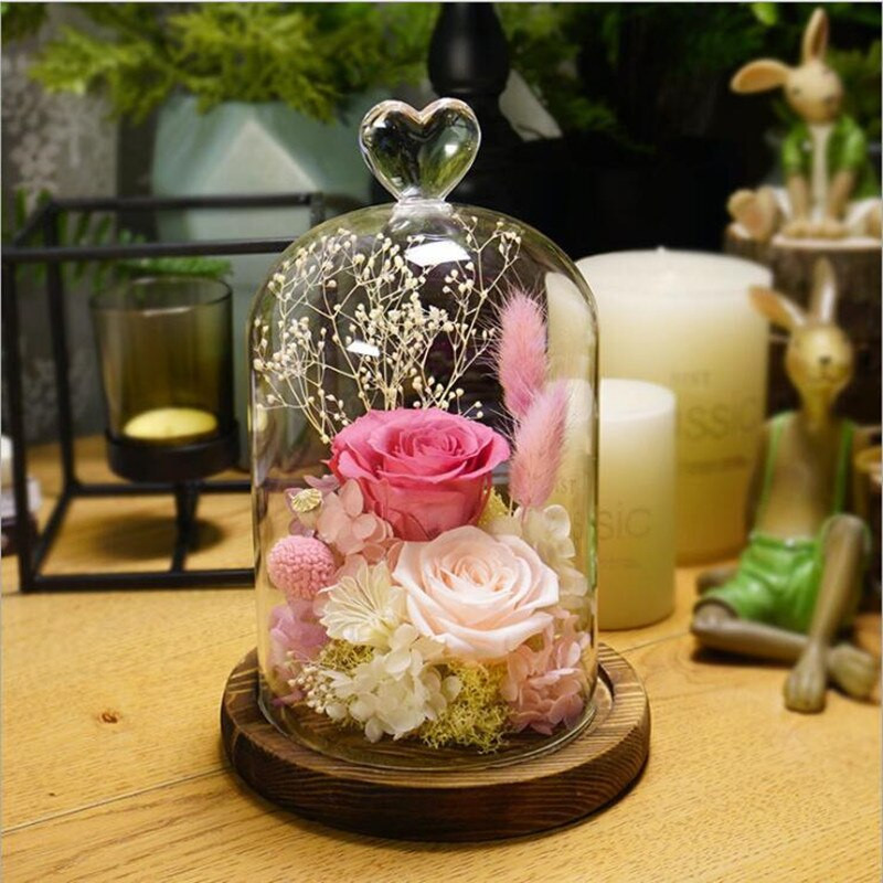 12*15cm Širdies viršaus stiklo kupolo vaza namų dekoravimui senovinis pagrindas permatomas viršelis Vestuvių dovana