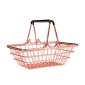 Mini Metal Rose Gold Tárolókosár Elegáns Bevásárlókosár Stílusú Cukorka Tároló Kosár Íróasztal törmelékrendező dupla fogantyú
