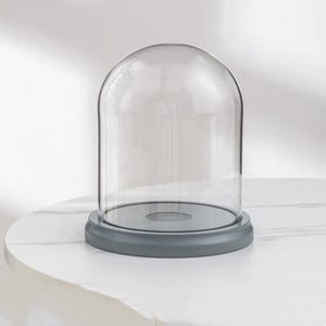 12*16 cm-es hengeres üvegkupola váza lakásdekoráció kékszürke alap átlátszó tortaborító barkácsolás baráti ajándék esküvői élő kellék