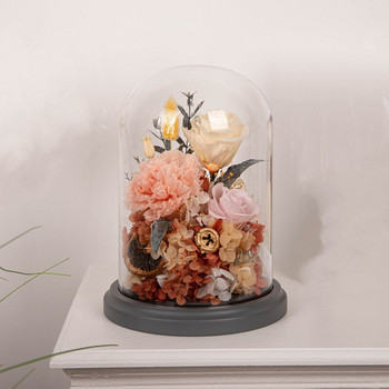 12*16 см цилиндър стъклена куполна ваза Декорация на дома Синьо сива основа Прозрачен капак за торта Направи си сам Приятел Подарък Подарък за сватба на живо