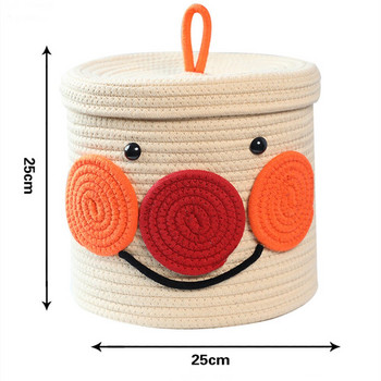 Καλάθι αποθήκευσης από σκανδιναβικό βαμβακερό σχοινί πλέξιμο καρτούν Smile Face Tape κάλυμμα Organizer Κουτί παιχνιδιών Οικιακά ρούχα Βρώμικα καλάθι ρούχων