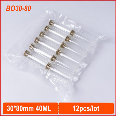 30*80mm-es 40ml-es átlátszó üres üvegpalackok parafadugós fiolák Üvegek Anyagtároló kis flakon tartály 12db