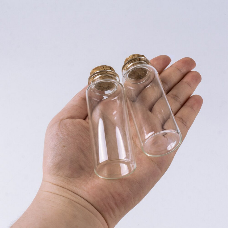 30*80mm-es 40ml-es átlátszó üres üvegpalackok parafadugós fiolák Üvegek Anyagtároló kis flakon tartály 12db