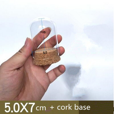 2 seturi/pachet 5*10cm Vază cu dom de sticlă de dimensiuni mini pentru decorarea nunții pentru acasă, bază de plută, capac transparent, cadou pentru prieteni, bricolaj