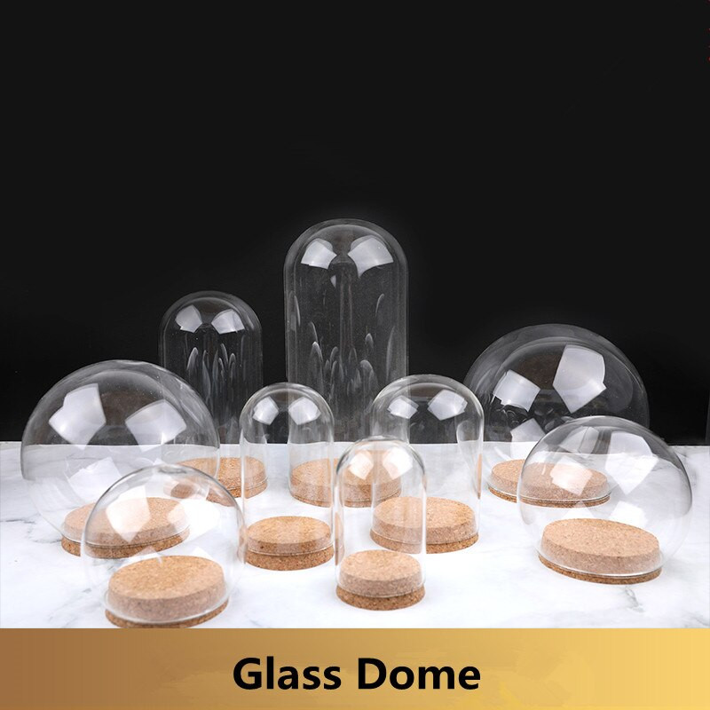 2 seturi/pachet 5*10cm Vază cu dom de sticlă de dimensiuni mini pentru decorarea nunții pentru acasă, bază de plută, capac transparent, cadou pentru prieteni, bricolaj