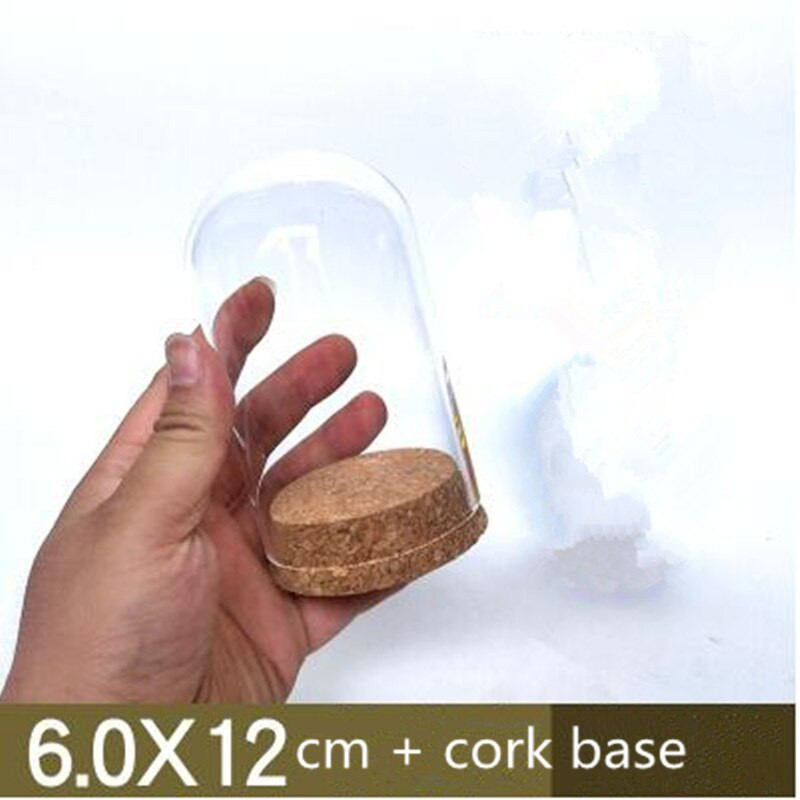 2 szett/csomag 6*12 cm-es parafa alap henger alakú üvegkupola lakberendezési átlátszó fedőváza barkácsolás baráti ajándék esküvői élő kellék