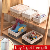 Asztali tárolókosár fedéllel Különféle tárolódoboz Szőtt kosár kozmetikai harapnivalók rendszerezéséhez Rendező dobozok Otthoni tároló