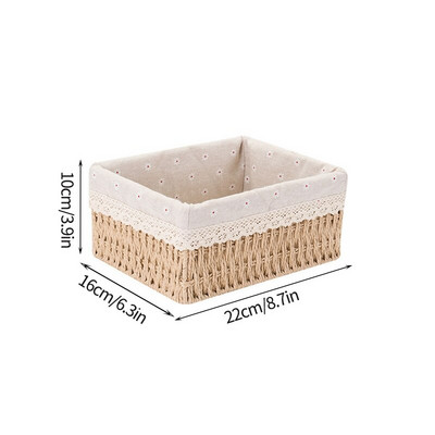 Asztali tárolókosár fedéllel Különféle tárolódoboz Szőtt kosár kozmetikai harapnivalók rendszerezéséhez Rendező dobozok Otthoni tároló