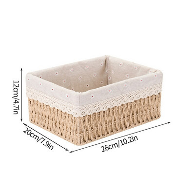 Asztali tárolókosár fedéllel Különféle tárolódoboz Szőtt kosár kozmetikai harapnivalók rendszerezéséhez Rendező dobozok Otthoni tároló