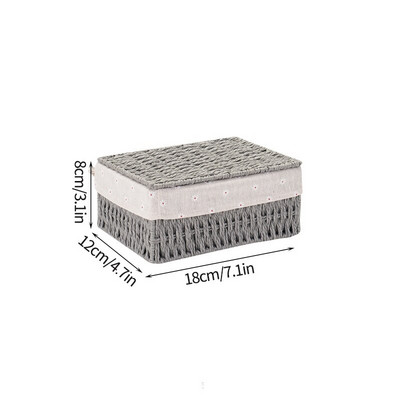 Asztali tárolókosár fedéllel Különféle tárolódoboz Szőtt kosár kozmetikai harapnivalók rendszerezéséhez Rendező dobozok Otthoni tároló