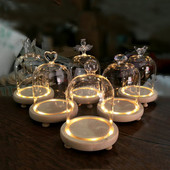 9*11cm-es világító 3 lábú rönk alap üvegkupola váza lakásdekoráció különböző felső átlátszó borító Esküvői kellék barát kegyes ajándék