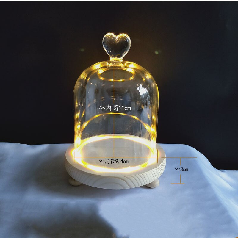 9*11cm-es világító 3 lábú rönk alap üvegkupola váza lakásdekoráció különböző felső átlátszó borító Esküvői kellék barát kegyes ajándék