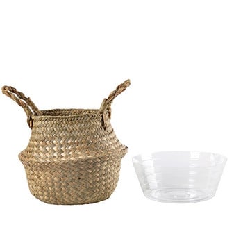 20 см ръчно изработена плетена кошница от ратан с водоустойчиво покритие Сгъваема кошница за съхранение на дрехи от морска трева Начало Декор Органайзер за саксия