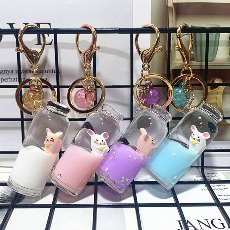 4 db Exquisite Wish kulacs kulcstartó cukorka színű rózsaszín kék Drift palack címkével aranyozott kulcstartó kézzel készített születésnapi ajándék