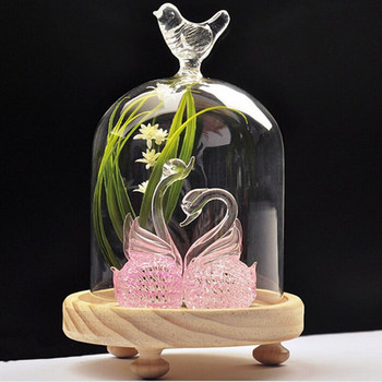 12*16cm Bird Top Glass Dome Vase Home Διακοσμητικό διαφανές κάλυμμα Τρία πόδια Βάση κούτσουρο Γάμου Στήριγμα γενεθλίων DIY φίλος