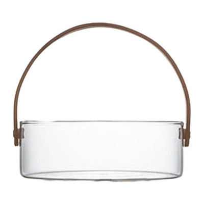 Skaidraus stiklo serviravimo padėklas su apvalia rankena saldainių laikymo pyragaičiai vaisiai dovanų krepšelis maisto organizatorius Virtuvės reikmenys namų dekoravimui