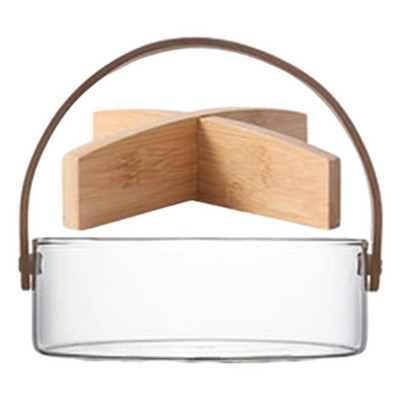 Skaidraus stiklo serviravimo padėklas su apvalia rankena saldainių laikymo pyragaičiai vaisiai dovanų krepšelis maisto organizatorius Virtuvės reikmenys namų dekoravimui