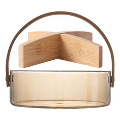 Skaidraus stiklo serviravimo padėklas su apvalia rankena saldainių laikymo pyragaičiai vaisiai dovanų krepšelis maisto organizatorius Virtuvės reikmenys namų dekoravimui