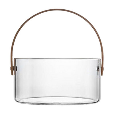 Skaidraus stiklo serviravimo padėklas su apvalia rankena saldainių laikymo pyragaičiai vaisiai dovanų krepšelis maisto organizatorius Virtuvės reikmenys namų dekoravimui