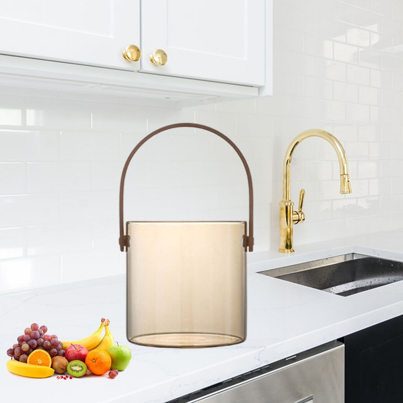 Skaidraus stiklo serviravimo padėklas su apvalia rankena saldainių laikymo pyragaičiai vaisiai dovanų krepšelis maisto organizatorius Virtuvės reikmenys namų dekoravimui