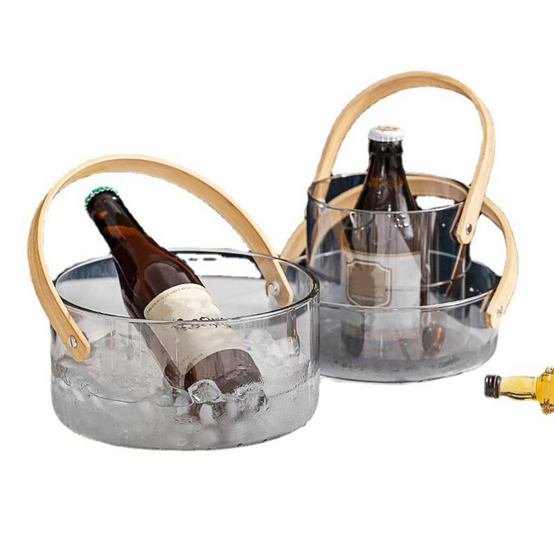 Skaidraus stiklo serviravimo padėklas su apvalia rankena saldainių laikymo pyragaičiai vaisiai dovanų krepšelis maisto organizatorius Virtuvės reikmenys namų dekoravimui