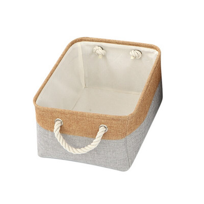 Coșuri de depozitare pliabile Coșuri de depozitare pentru haine murdare de in Coșuri de depozitare de culoare solidă Cutie de organizare pentru cosmetice de birou Cutie de organizare cu mâner de frânghie