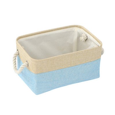 Coșuri de depozitare pliabile Coșuri de depozitare pentru haine murdare de in Coșuri de depozitare de culoare solidă Cutie de organizare pentru cosmetice de birou Cutie de organizare cu mâner de frânghie