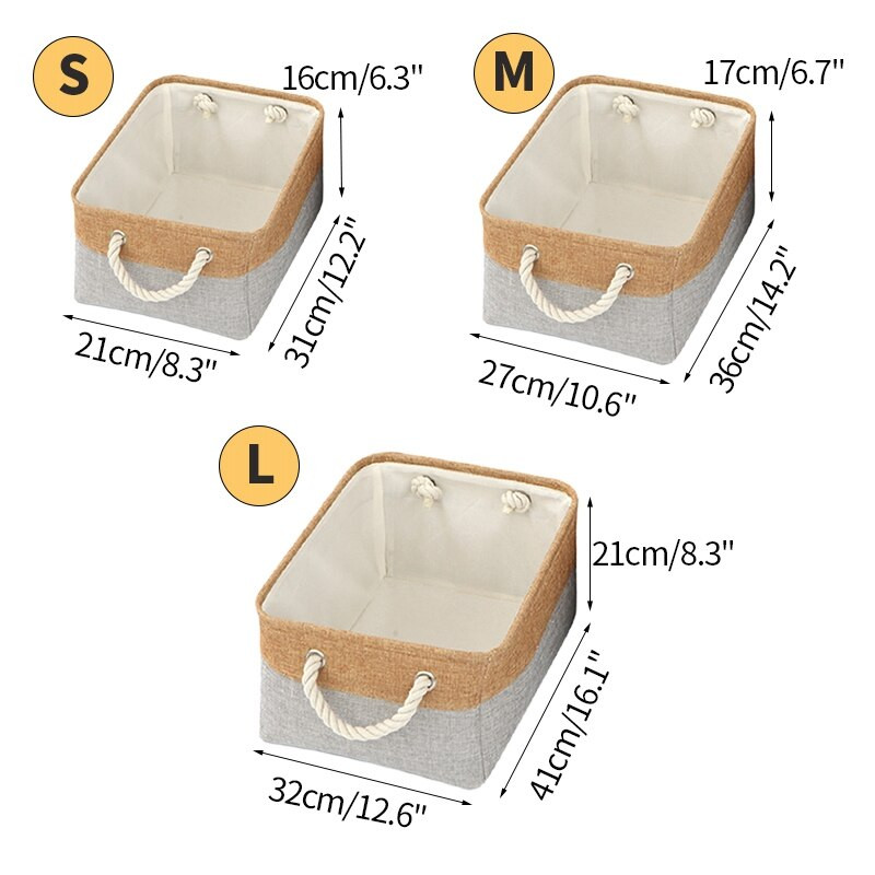 Coșuri de depozitare pliabile Coșuri de depozitare pentru haine murdare de in Coșuri de depozitare de culoare solidă Cutie de organizare pentru cosmetice de birou Cutie de organizare cu mâner de frânghie