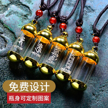 Прозрачна стъклена тръба Urn Keepsake Wishing Bottle Естествен камък Charm Lucky Медальон Колие за момичета Жени