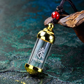 Прозрачна стъклена тръба Urn Keepsake Wishing Bottle Естествен камък Charm Lucky Медальон Колие за момичета Жени