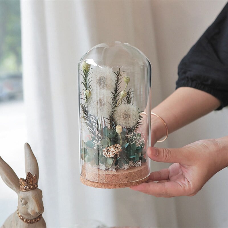 9*15 cm Plutena baza Staklena kupola Dekoracija doma Prozirna navlaka za kolače Vaza DIY Prijatelj Poklon Poklon za vjenčanje Živi rekvizit