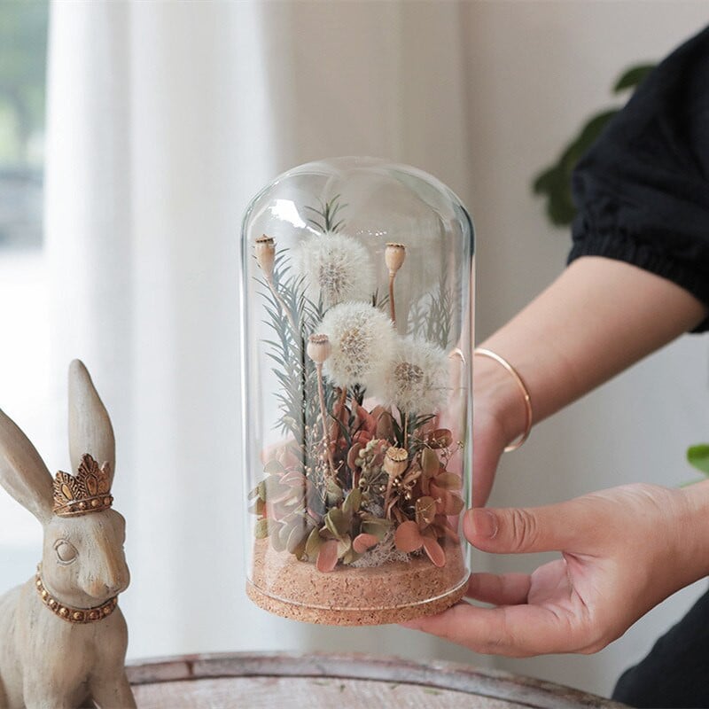 9*15 cm Plutena baza Staklena kupola Dekoracija doma Prozirna navlaka za kolače Vaza DIY Prijatelj Poklon Poklon za vjenčanje Živi rekvizit