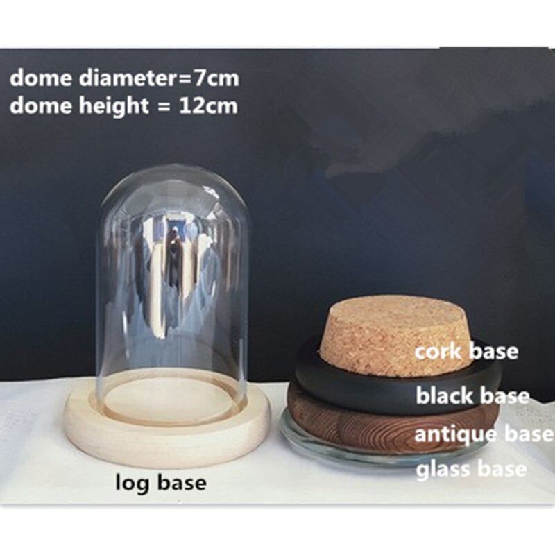 2 rinkiniai / pakuotė 7 * 12 cm mažo dydžio, skirtingo neprivaloma pagrindo stiklo kupolo vaza Namų dekoravimui permatomas dangtelis „pasidaryk pats“ draugo palankumo dovana