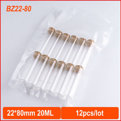 22*80mm-es 20ml-es barkács kis üvegpalack parafa dugóval mini átlátszó tároló üveges esküvői dekorációs tartály 12db