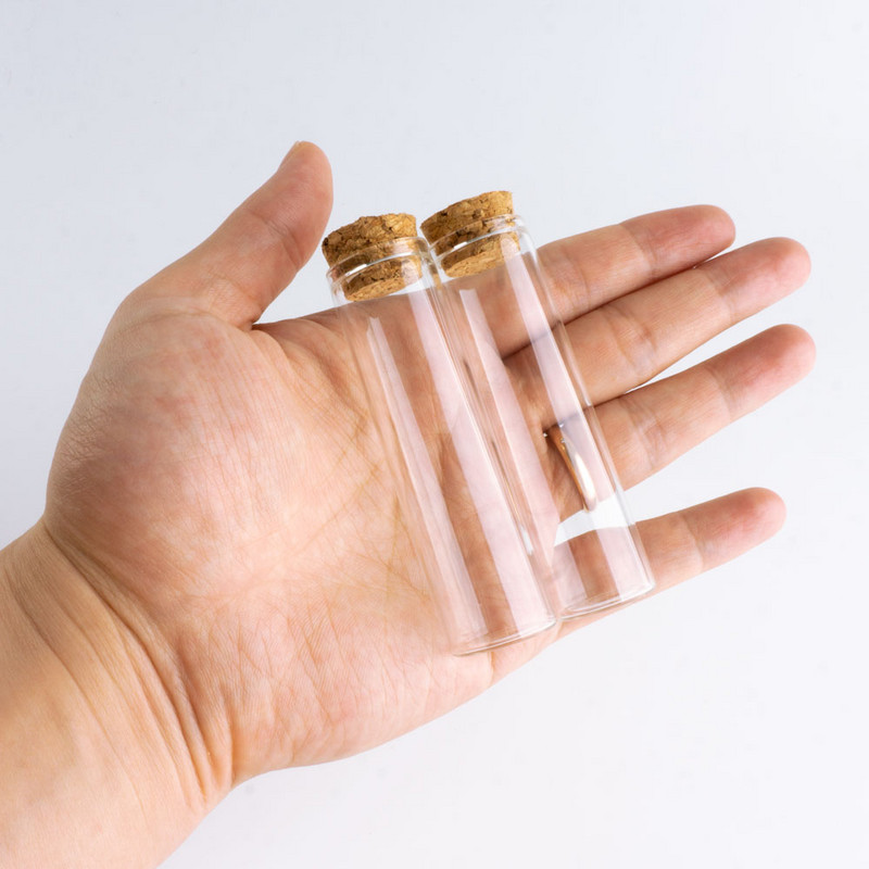 22*80mm-es 20ml-es barkács kis üvegpalack parafa dugóval mini átlátszó tároló üveges esküvői dekorációs tartály 12db