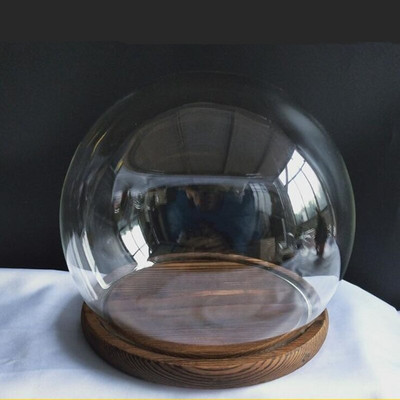 Diametru = 13 cm Dimensiune mijlocie Vază cu dom de sticlă în formă de rotund pentru decorarea casei bază antică capac transparent cadou de nuntă