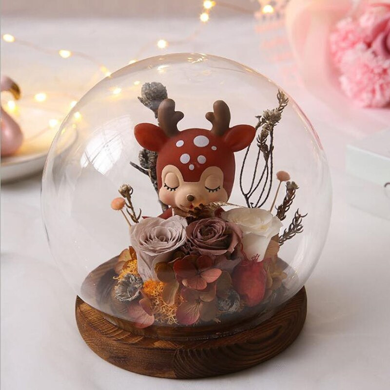 Diametru = 13 cm Dimensiune mijlocie Vază cu dom de sticlă în formă de rotund pentru decorarea casei bază antică capac transparent cadou de nuntă